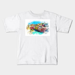 Cinque Terre Italian Riviera coastline Italy Liguria Kids T-Shirt